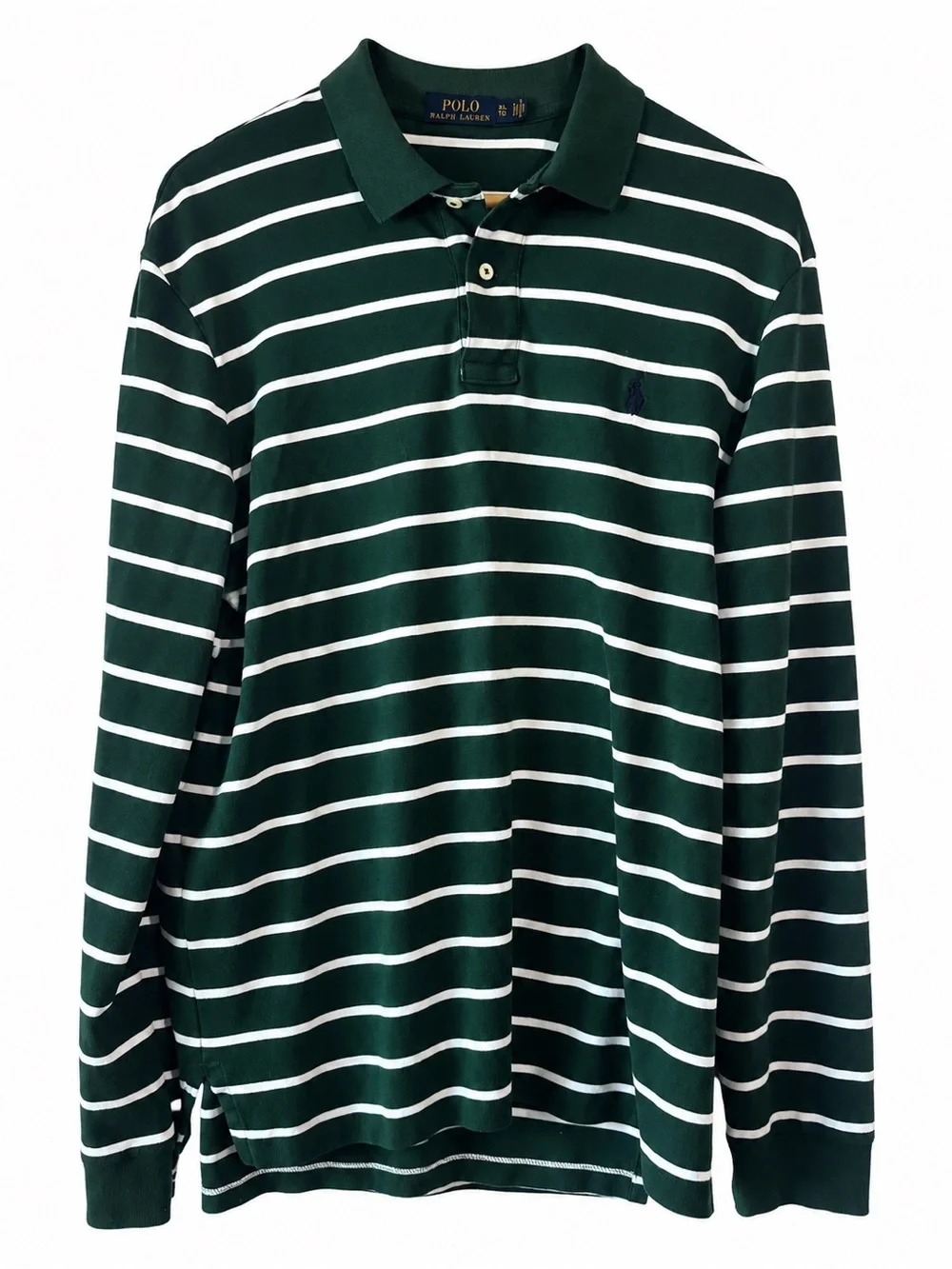 Ralph Lauren Forest Green & White Striped Long-Sleeve Polo